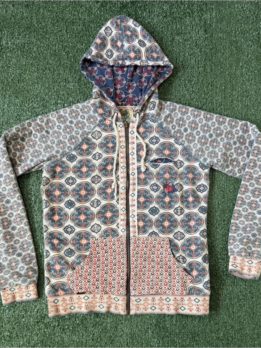 Vintage Billabong Reversible Patchwork Hoodie Y2k Surf Large
